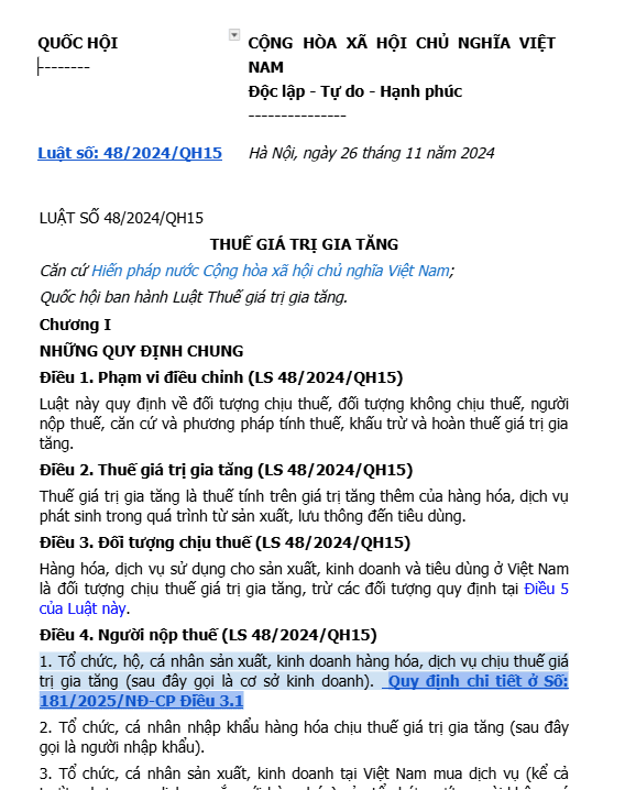 Tổng hợp quy định Thuế GTGT hiện hành